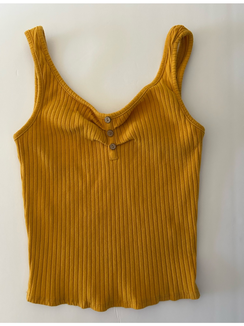 Active USA Mustard Ribbed Tank Top with Buttons